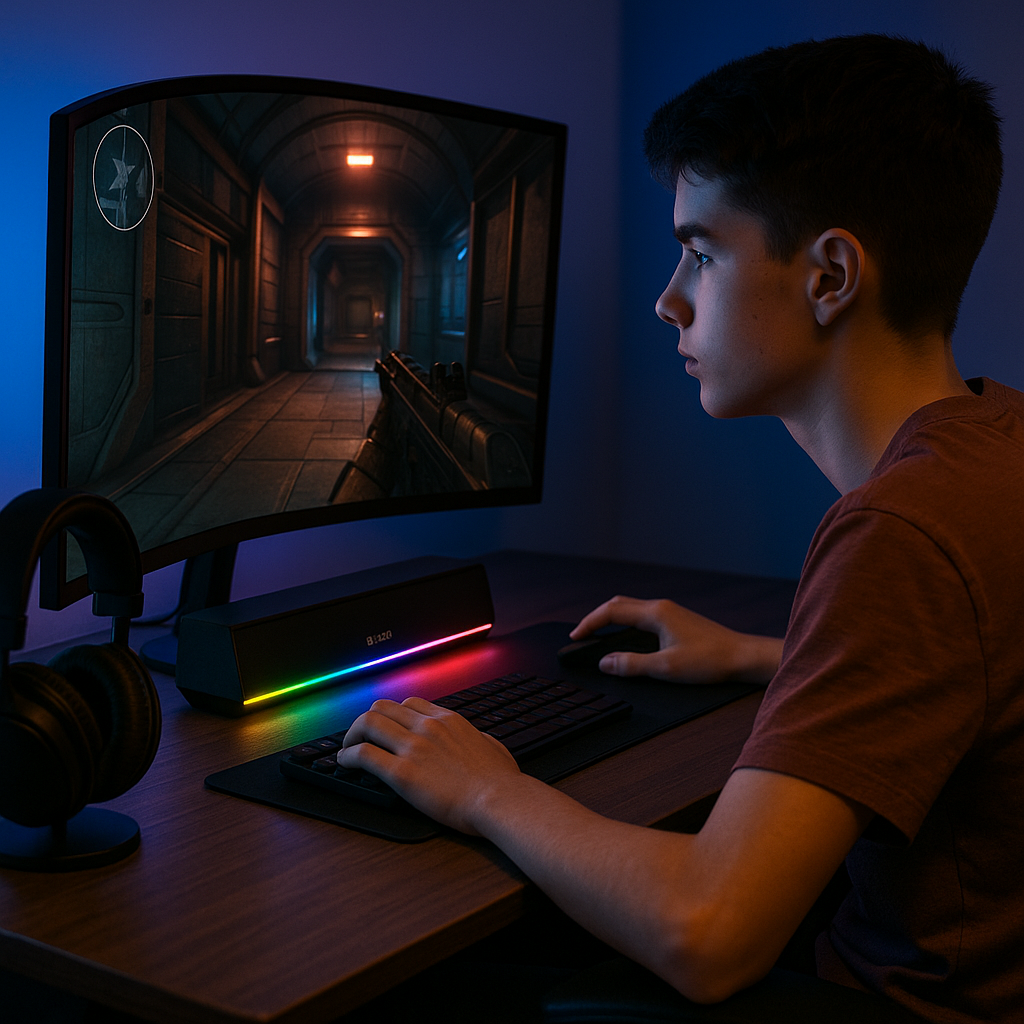 BALDETH Mini Computer Soundbar RGB USB Desktop Speaker - lifestyle 1