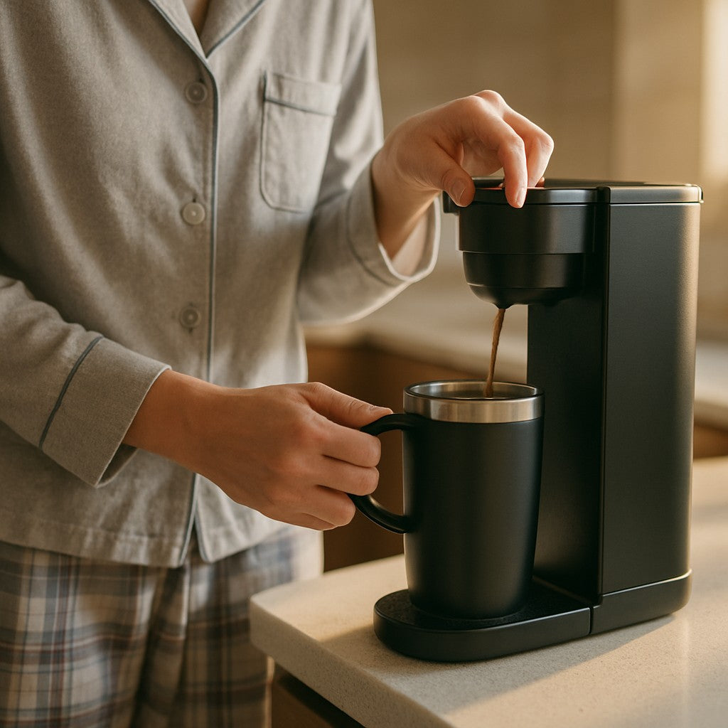 Horavie Single-Cup Coffee Maker — K-Pod & Ground, Hot/Iced - lifestyle 4