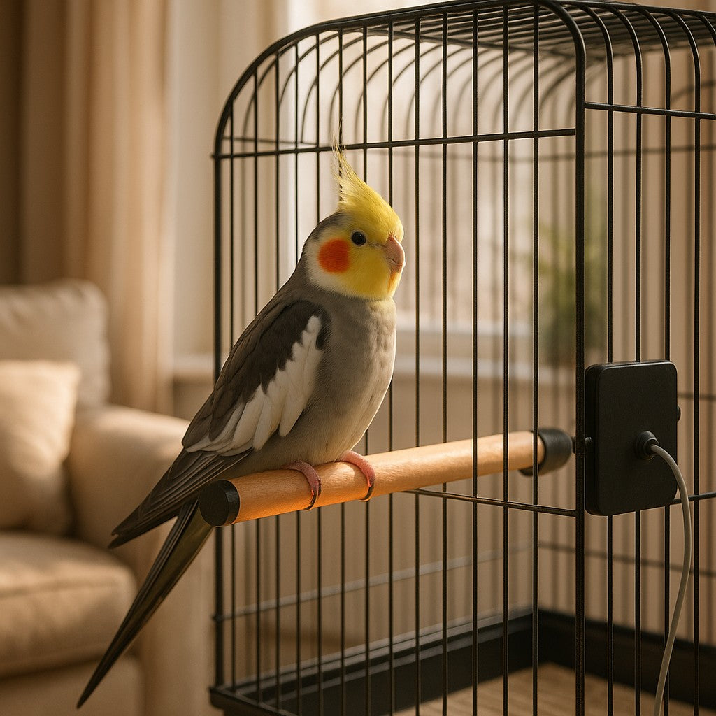 Pet Bird Cage Heater 12V — Heated Perch, Constant Temp - lifestyle 1