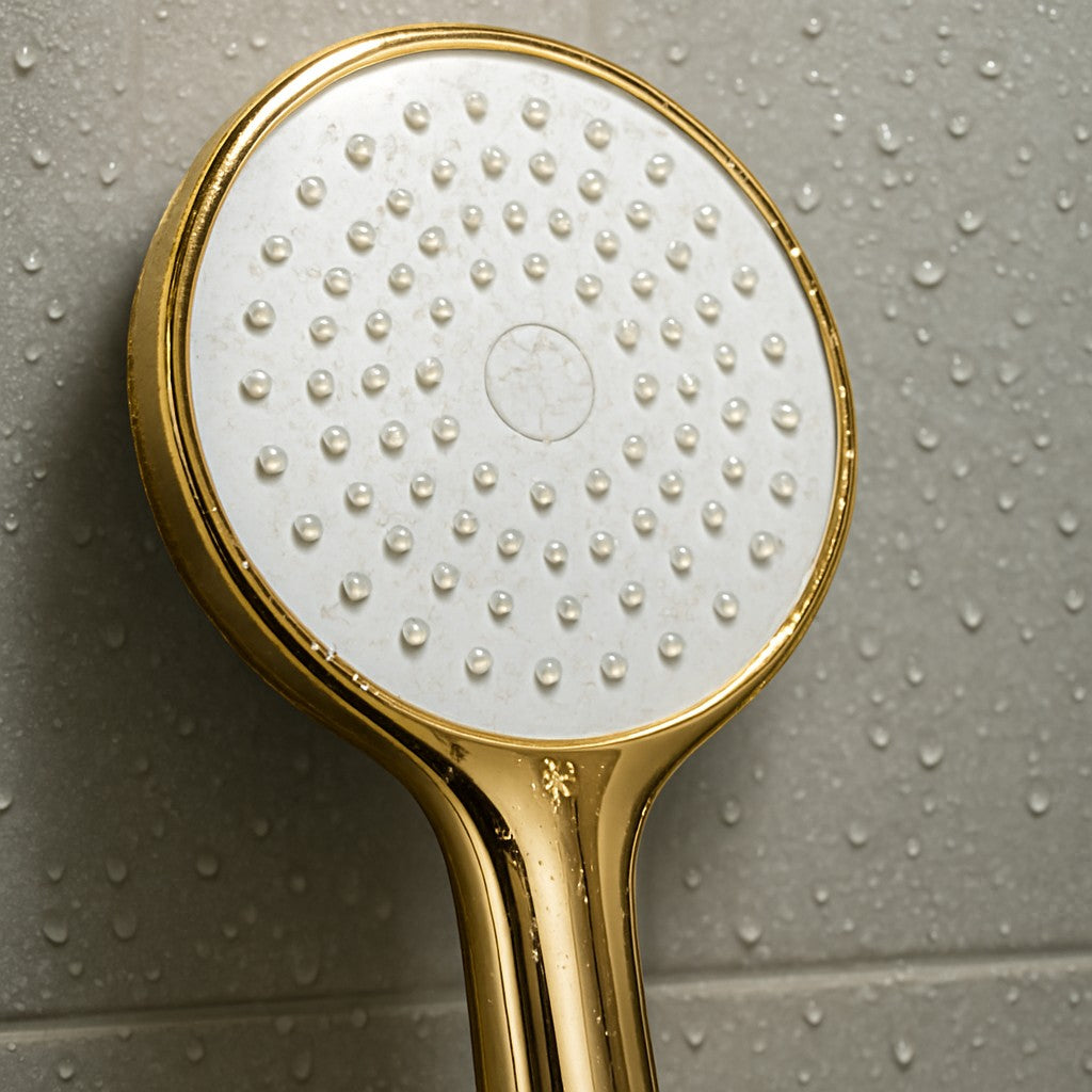 Gold & White Round High-Pressure Handheld Shower Head - lifestyle 2