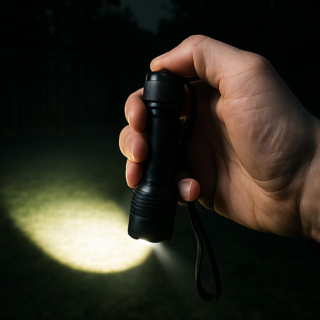 Black Tactical Flashlight — Rechargeable Zoomable LED - lifestyle 1