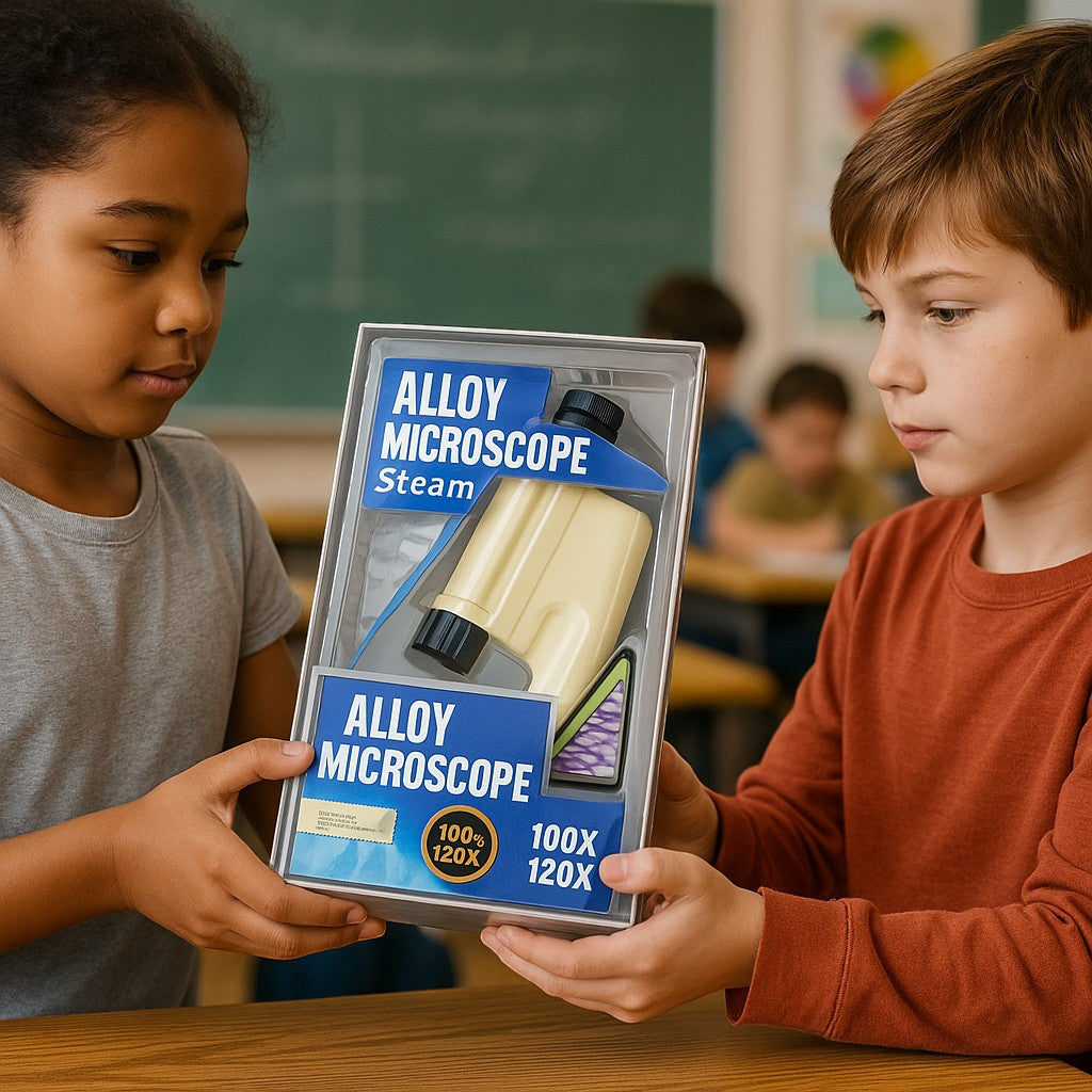 Alloy Pocket Microscope 100X-250X Mini STEM Toy for Kids - lifestyle 3