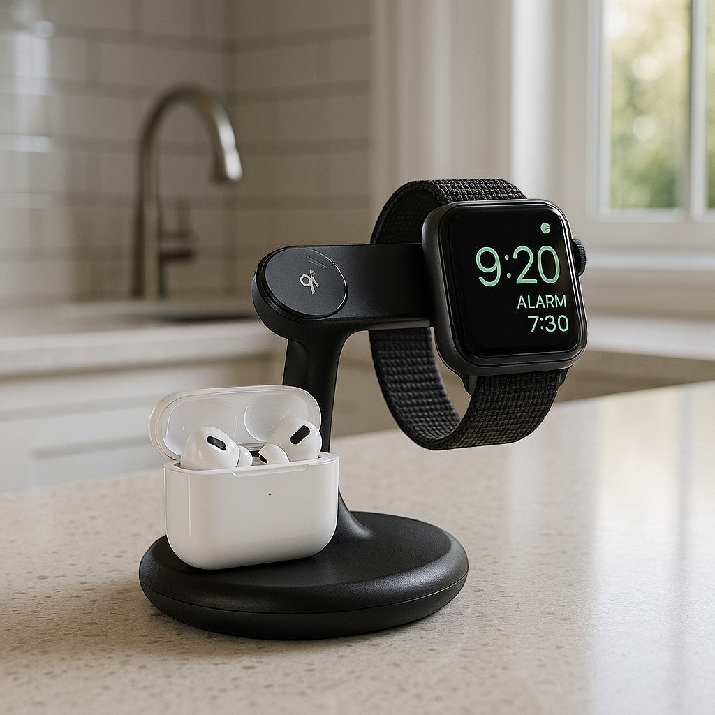 2-in-1 Portable Wireless Charger AirPods Apple Watch Travel - lifestyle 1