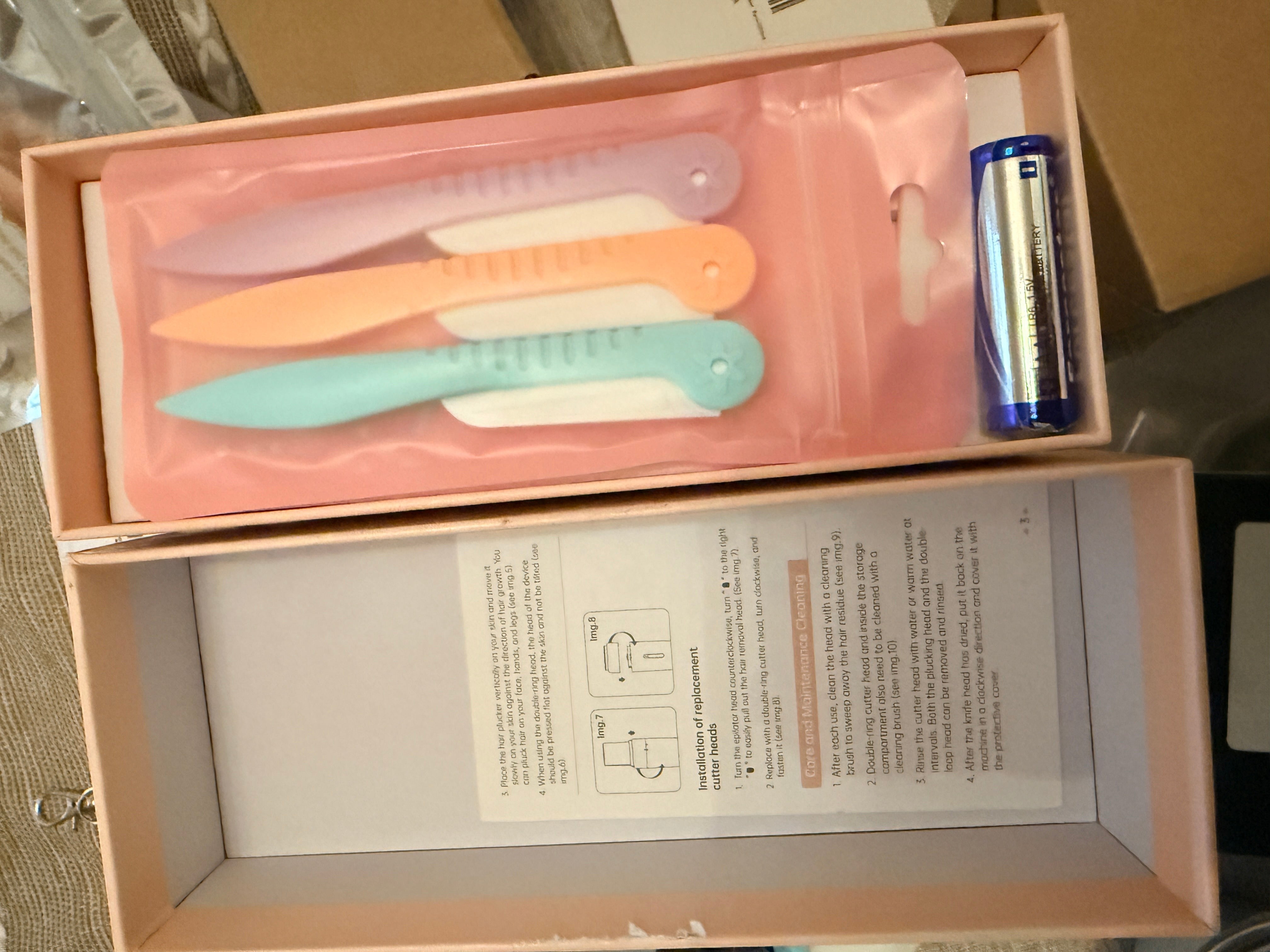 FLEND LE-701 Epilator Hair Plucker 3-Head Cordless Pink