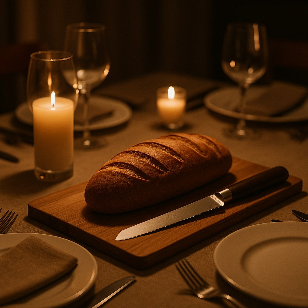 Serrated Bread Knife Stainless Steel Black Gift Box