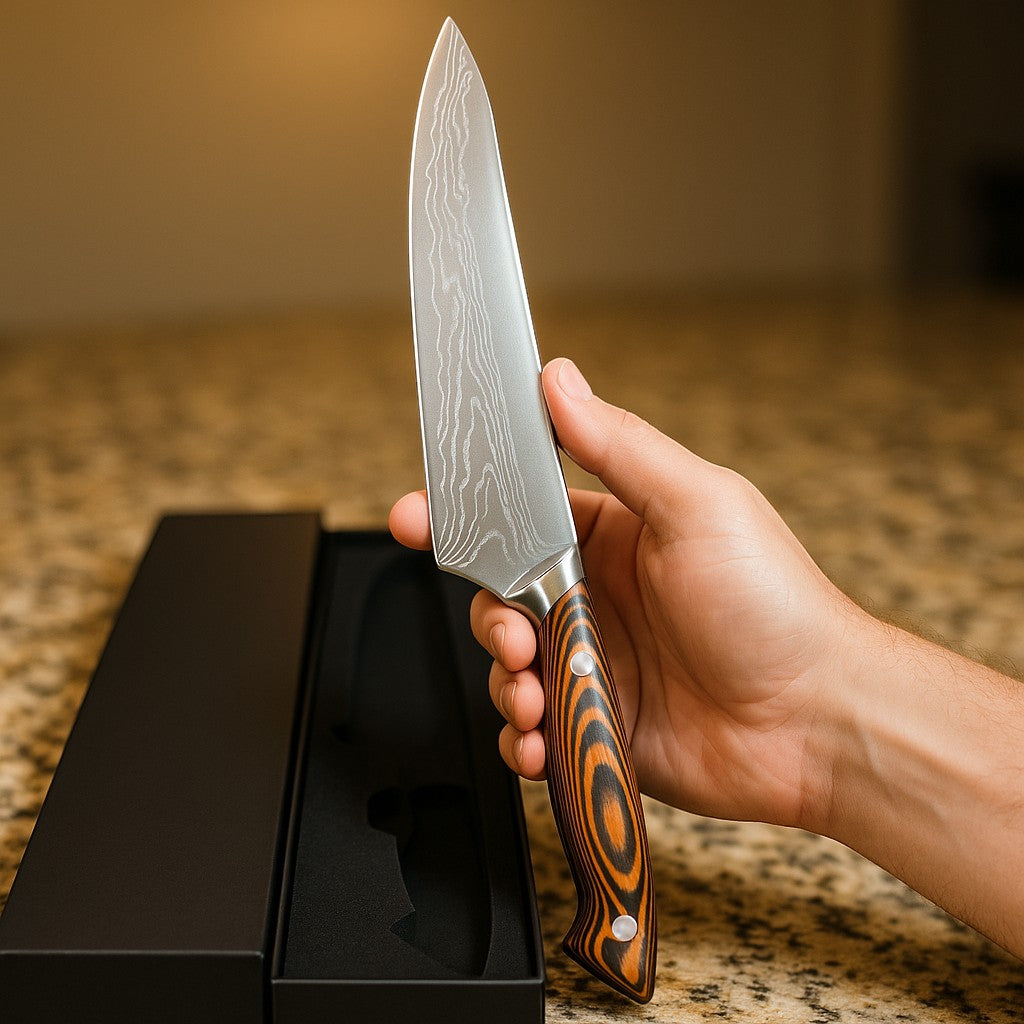 8-Inch Chef Knife Pakkawood Handle Stainless Boxed