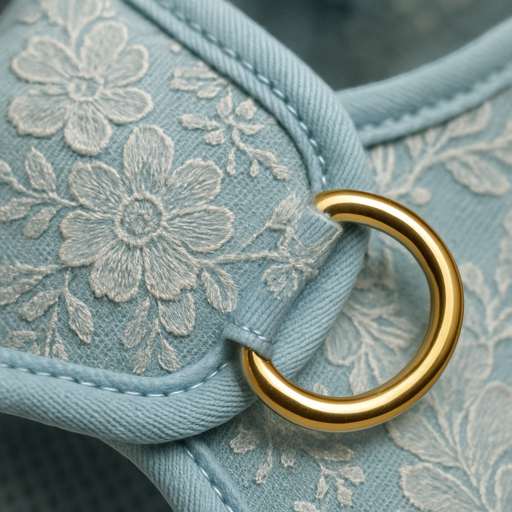 BobsnTails Light-Blue Floral Harness - lifestyle 2
