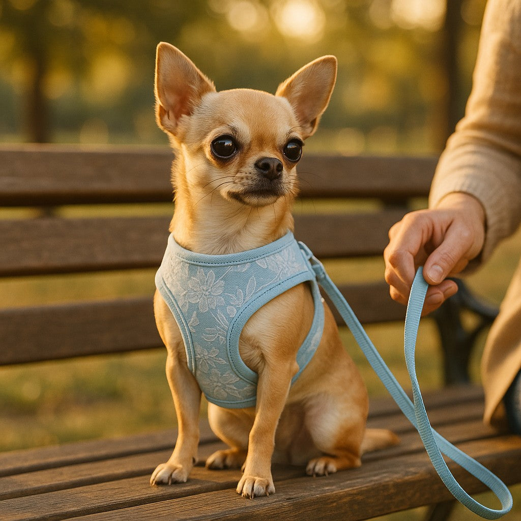 BobsnTails Light-Blue Floral Harness - lifestyle 5