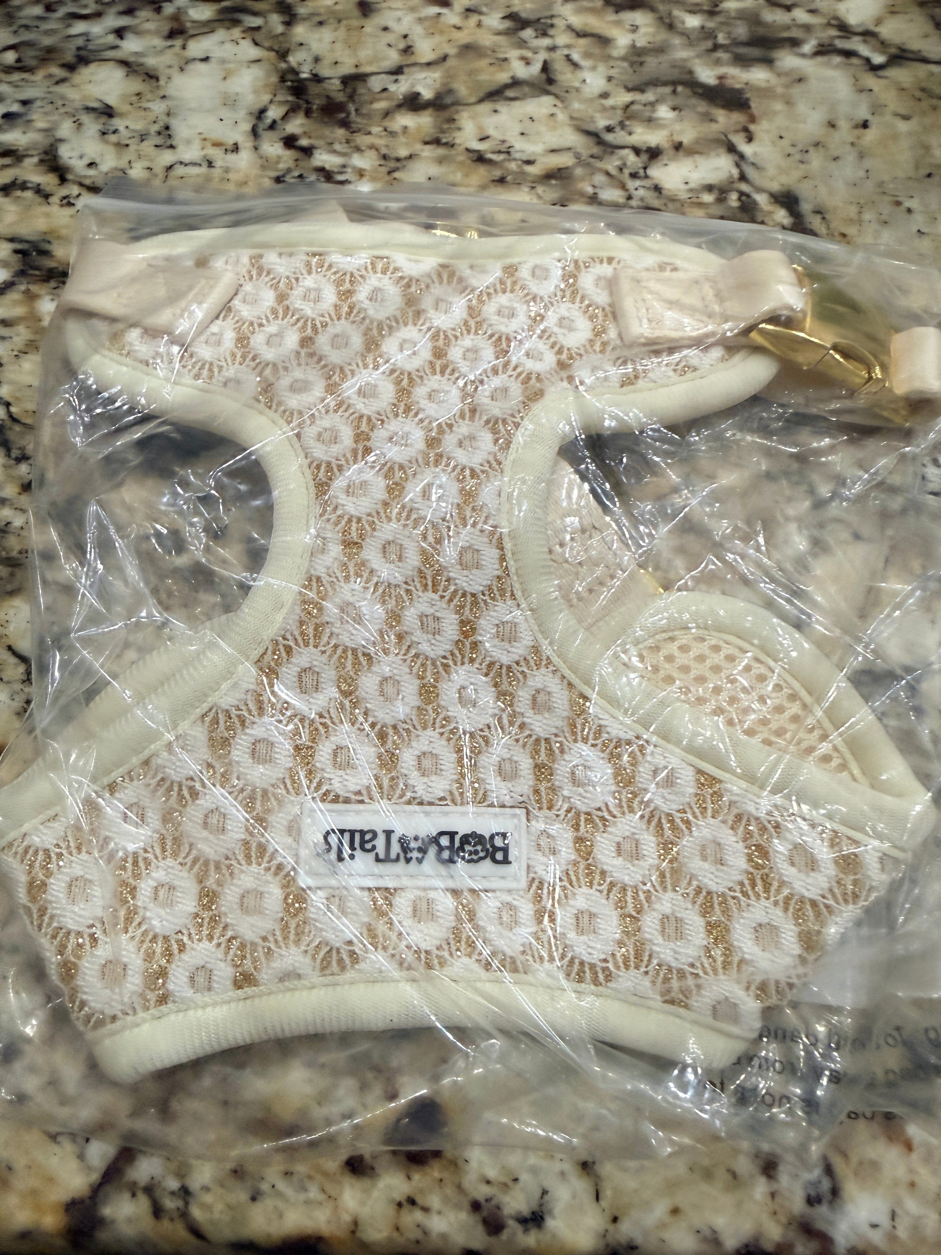 BobsnTails Cream Daisy Lace Harness - front