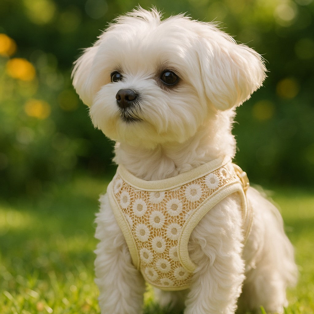 BobsnTails Cream Daisy Lace Harness - lifestyle 1