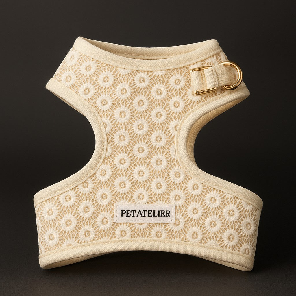 BobsnTails Cream Daisy Lace Harness - lifestyle 6