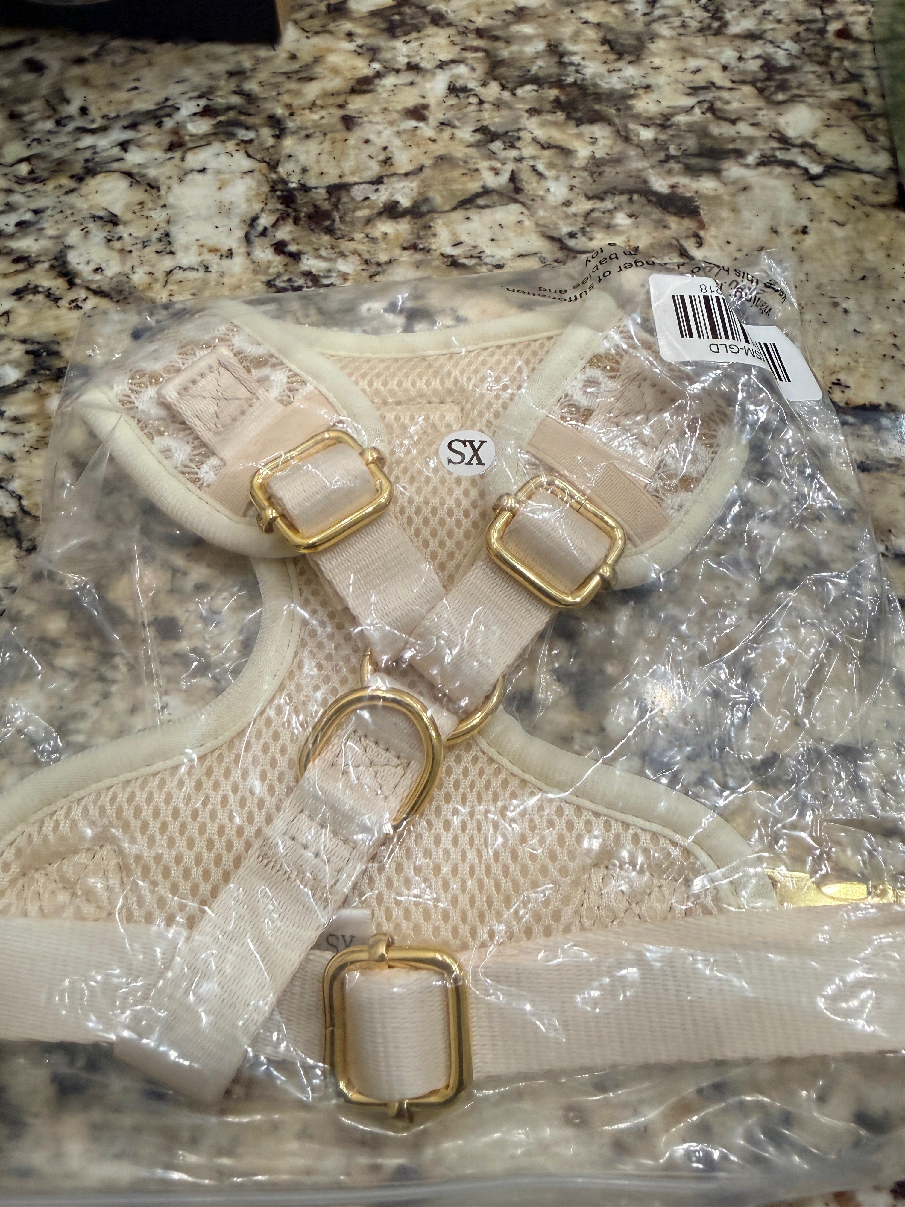 BobsnTails Cream Daisy Lace Harness - side