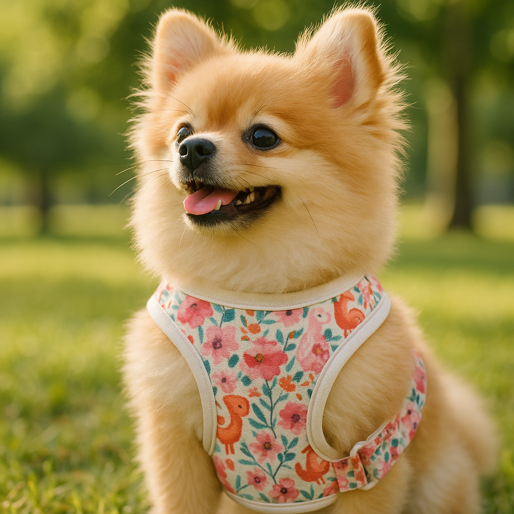 BobsnTails Pink Floral Harness - lifestyle 1