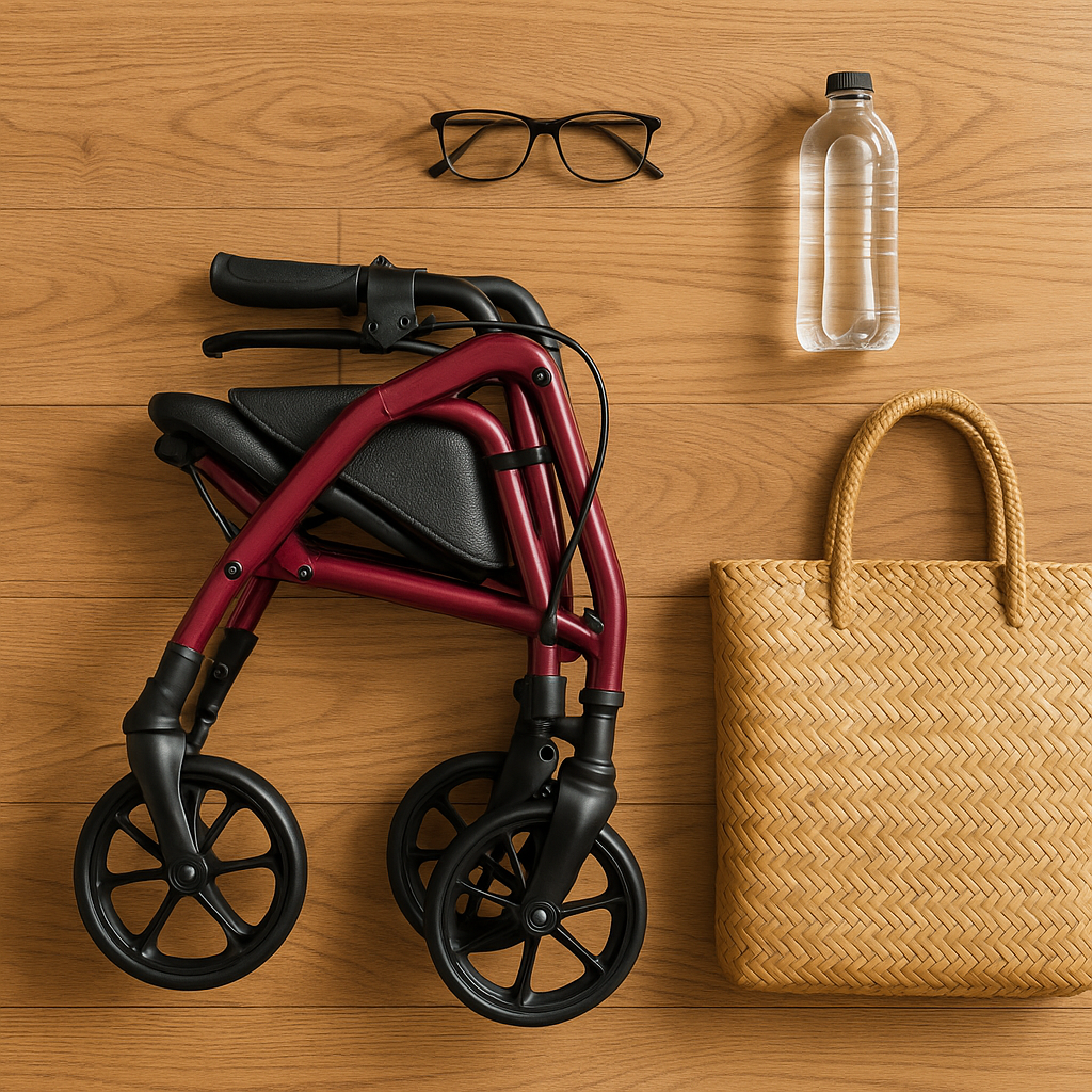 Vitopa Rollator Walker w/ Seat 350lb 8in Wheel Foldable lifestyle 4