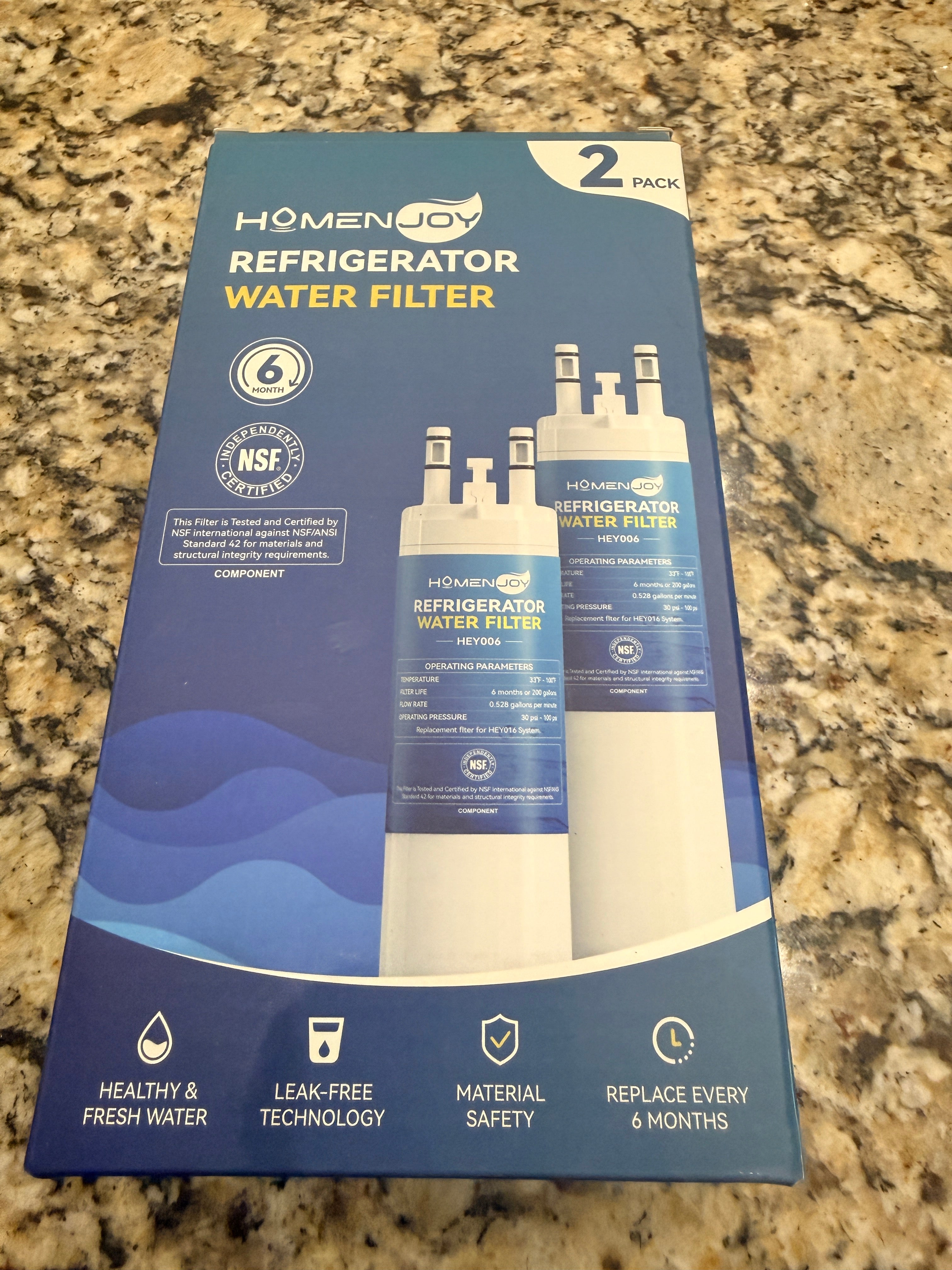 HomenJoy Refrigerator Water Filter 2-Pack Replacement