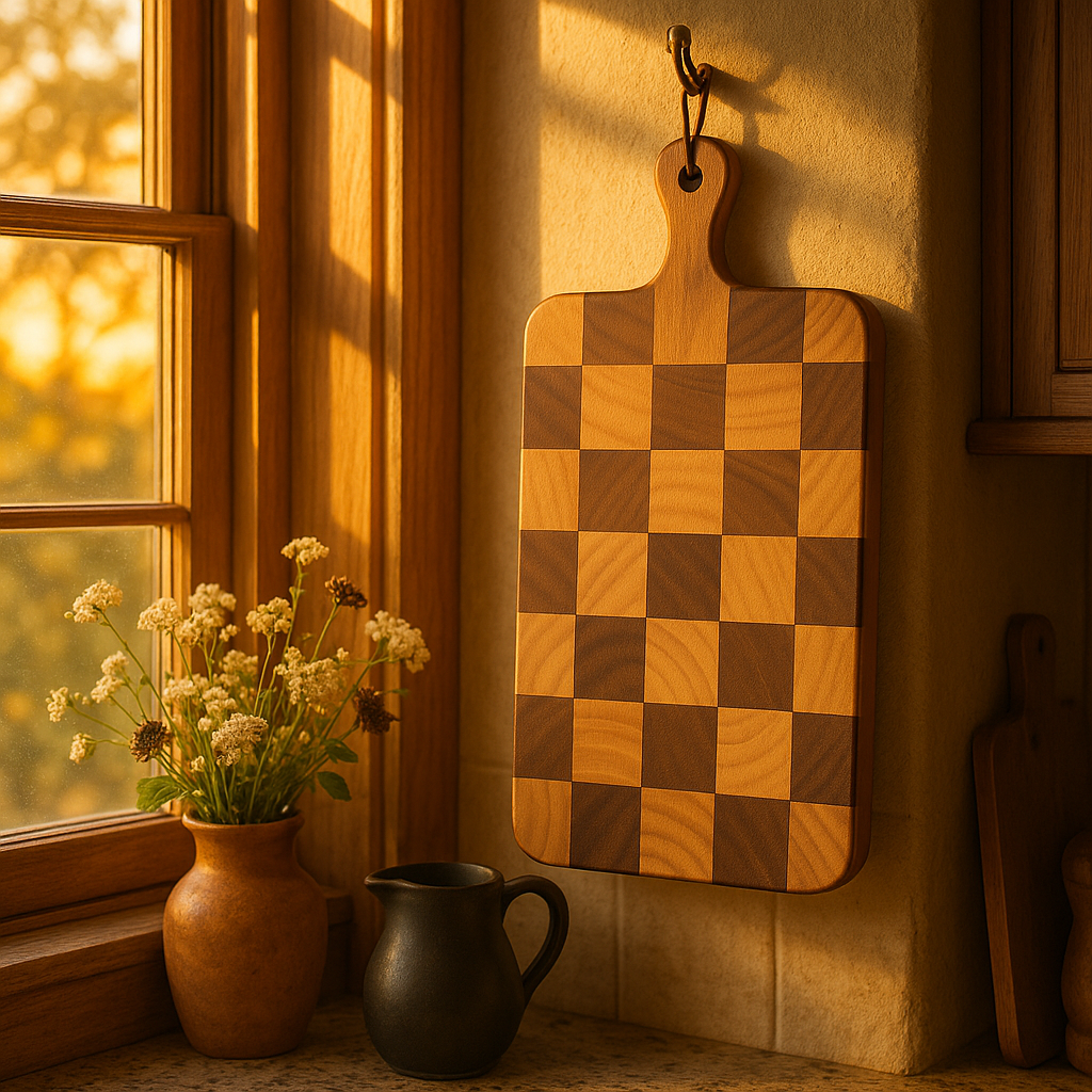 HOTOWN Wood Cutting Board Checkered Acacia Serving