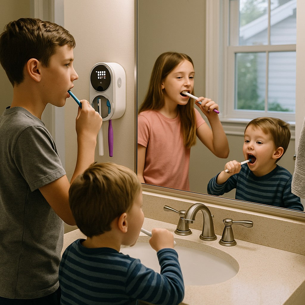 Dual Toothbrush Sterilizer UV Wall Mount Holder