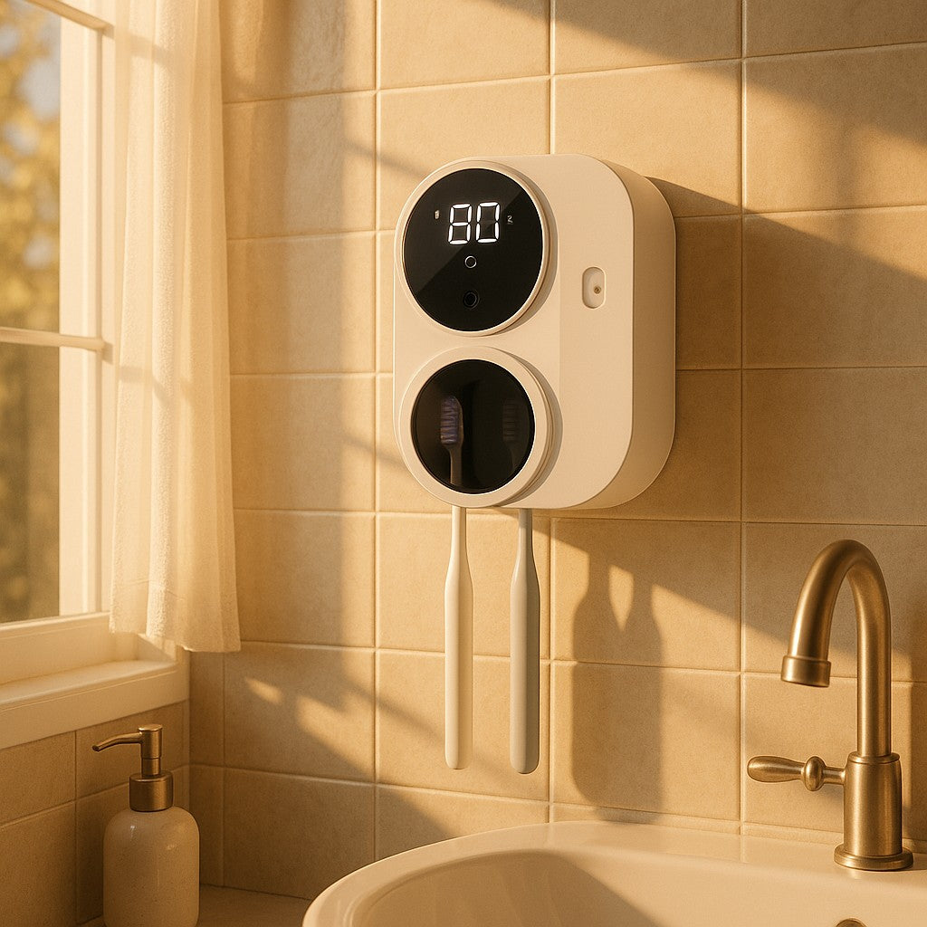 Dual Toothbrush Sterilizer UV Wall Mount Holder