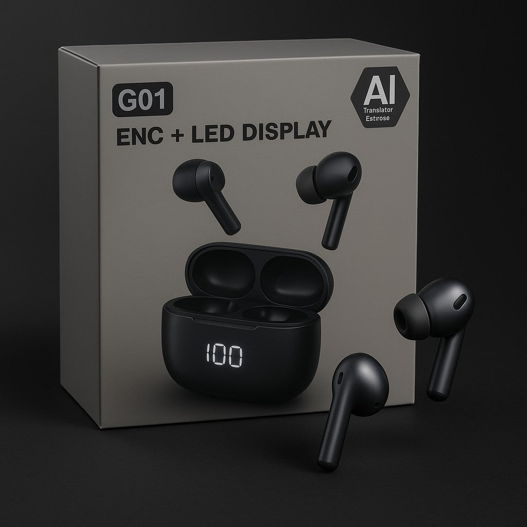 G01 AI Translator Earbuds ENC LED Display Wireless