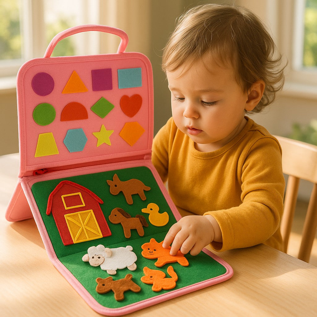 Toddler Busy Board Sensory Montessori Felt Farm Set