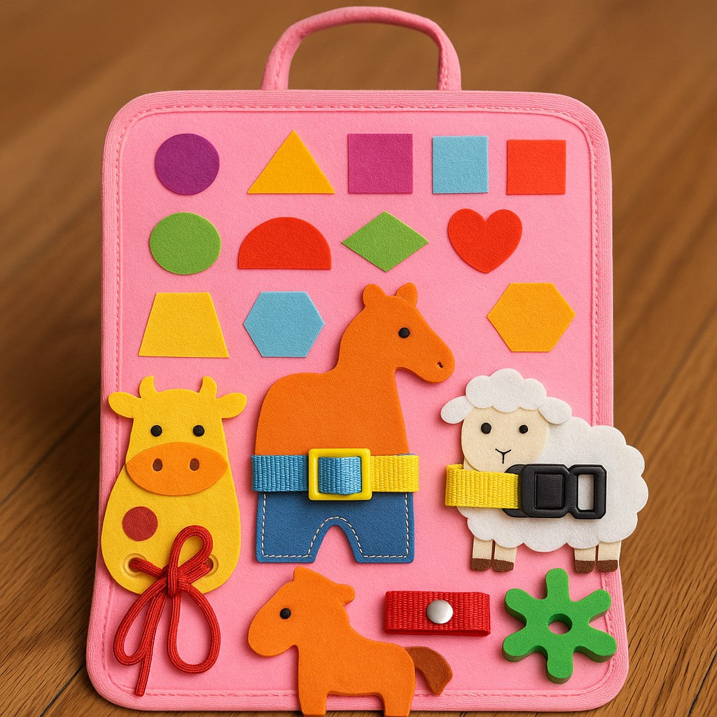 Toddler Busy Board Sensory Montessori Felt Farm Set