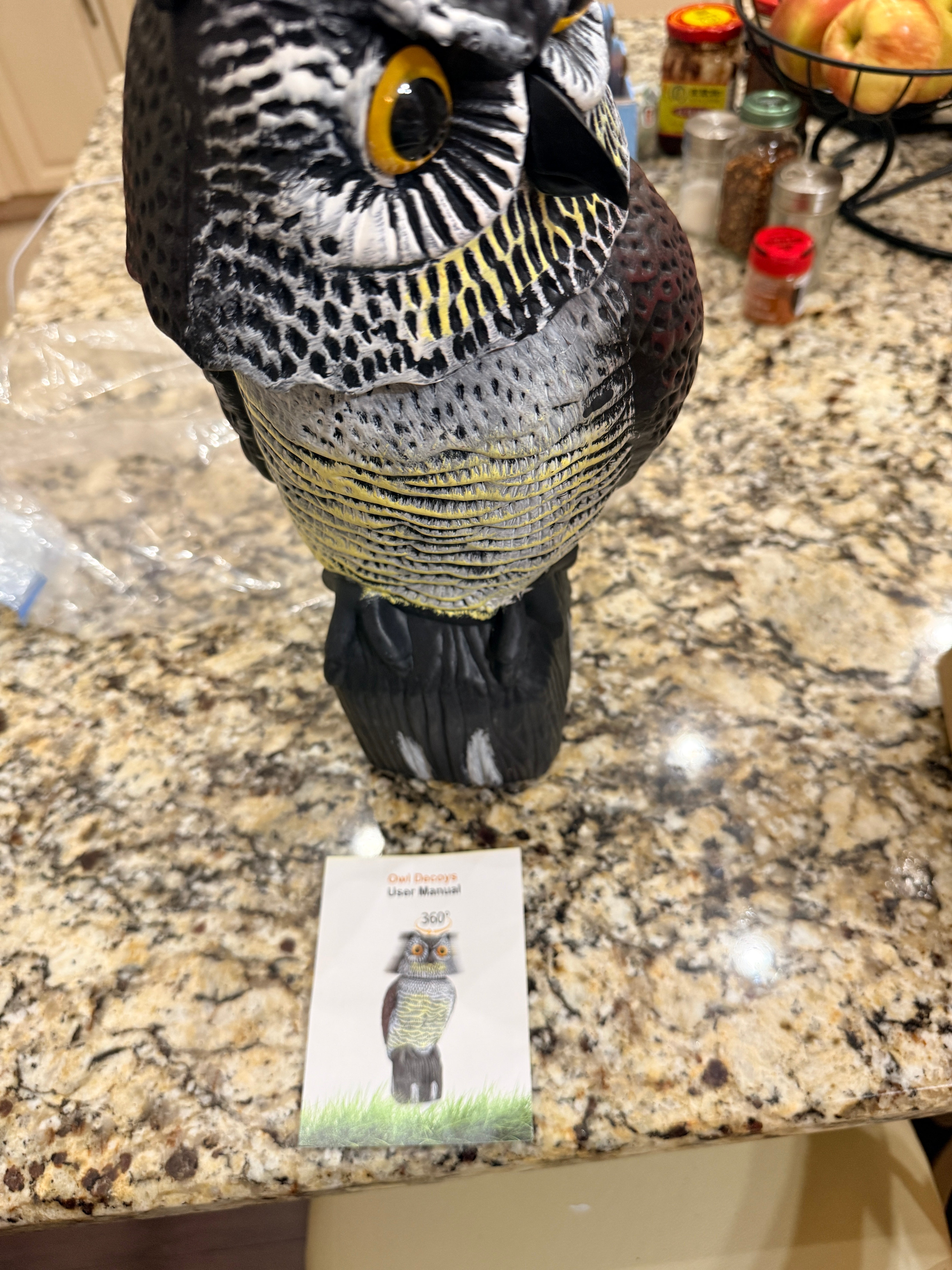 Great Horned Owl Decoy Yellow Eye Garden Deterrent