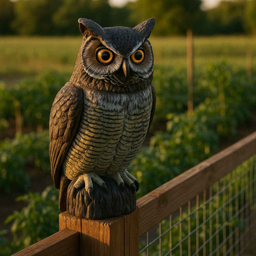 Great Horned Owl Decoy Yellow Eye Garden Deterrent