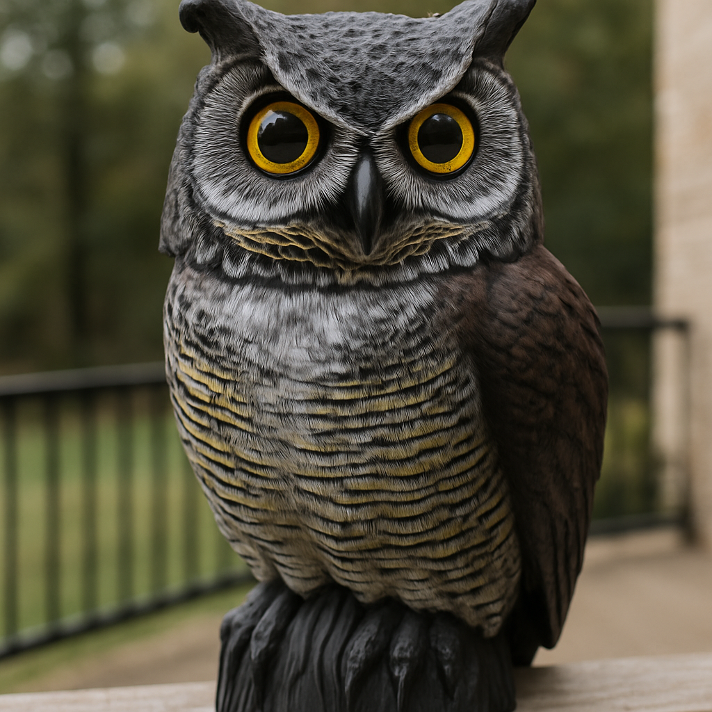 Great Horned Owl Decoy Yellow Eye Garden Deterrent