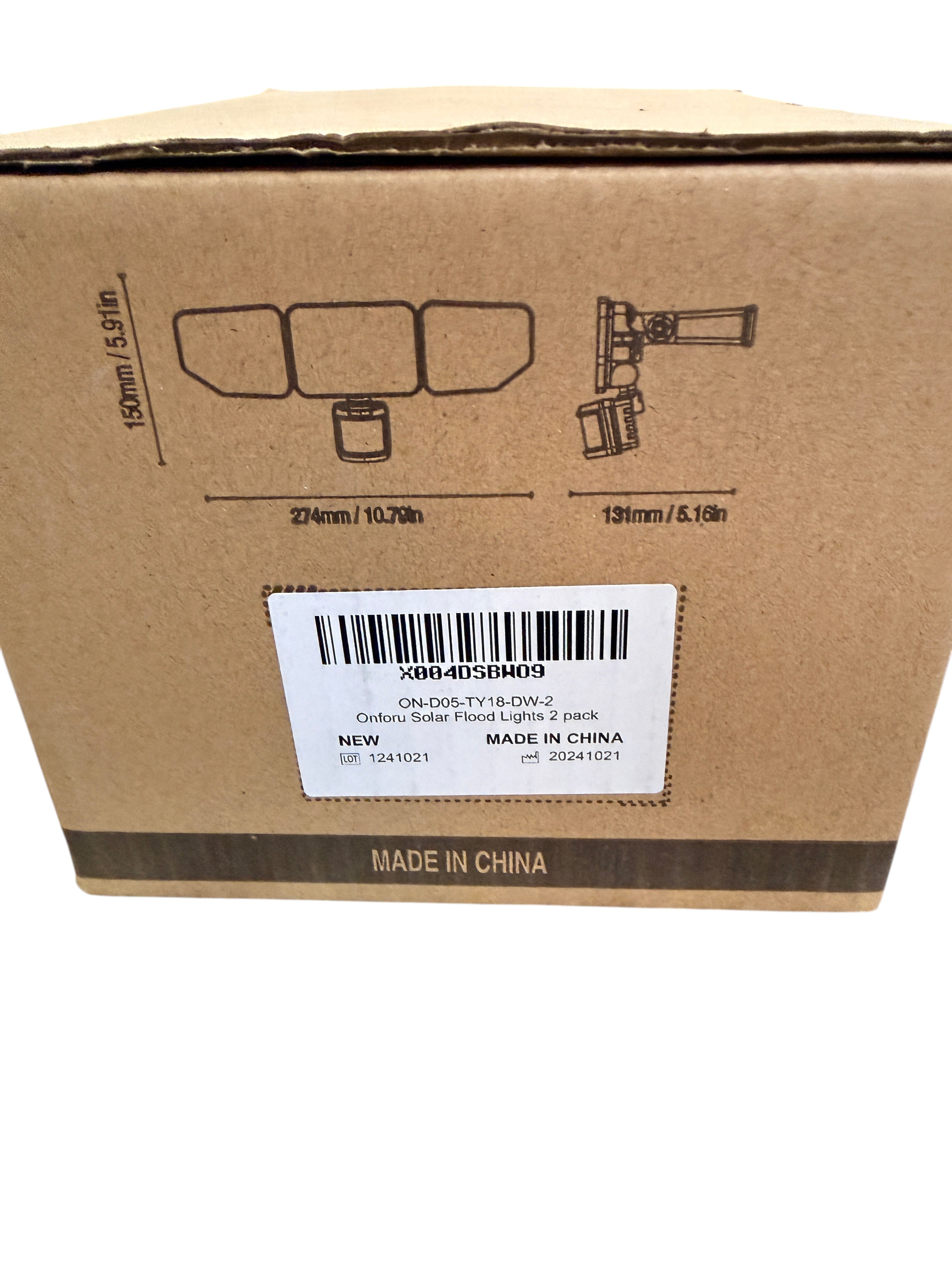 ONBOO LED Solar Flood Lights 2 Pack Outdoor Security