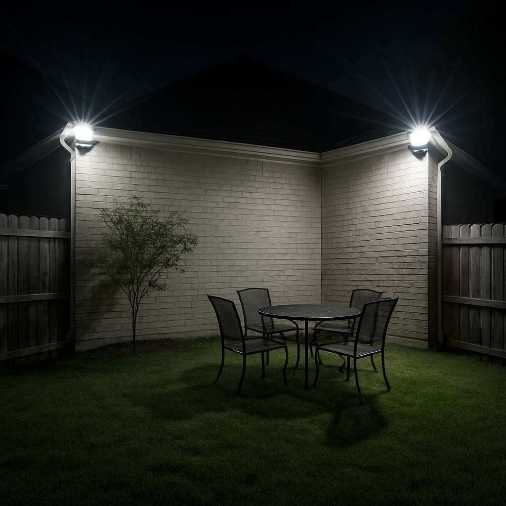 ONBOO LED Solar Flood Lights 2 Pack Outdoor Security