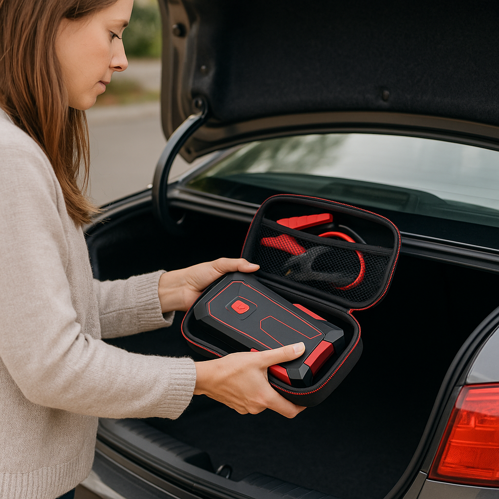 JRAPOTU Portable Jump Starter Red Black Hard Case Kit