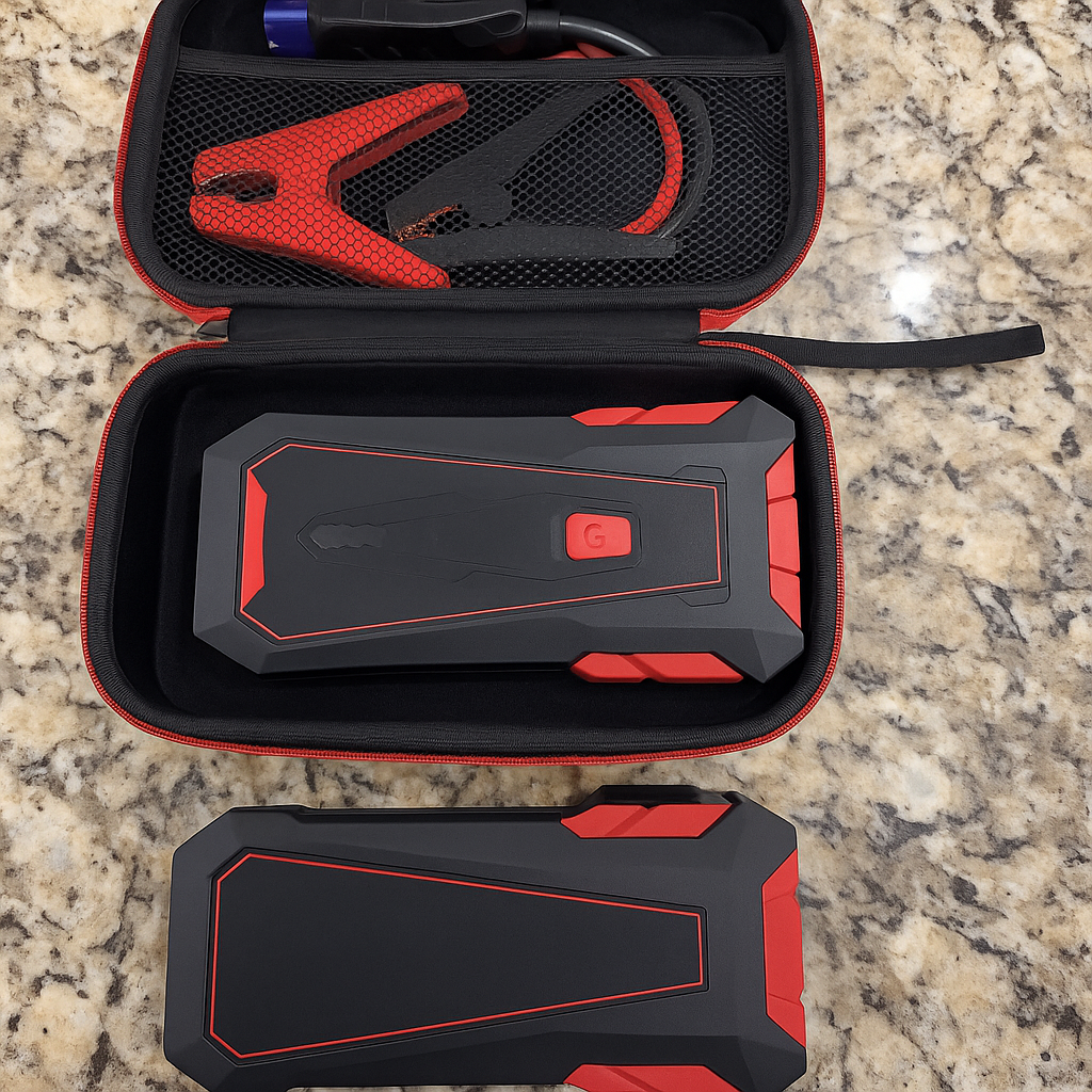 JRAPOTU Portable Jump Starter Red Black Hard Case Kit