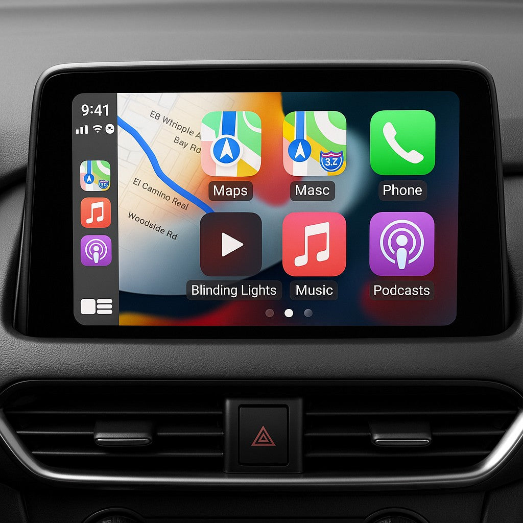 Car dashboard CarPlay home screen no cable