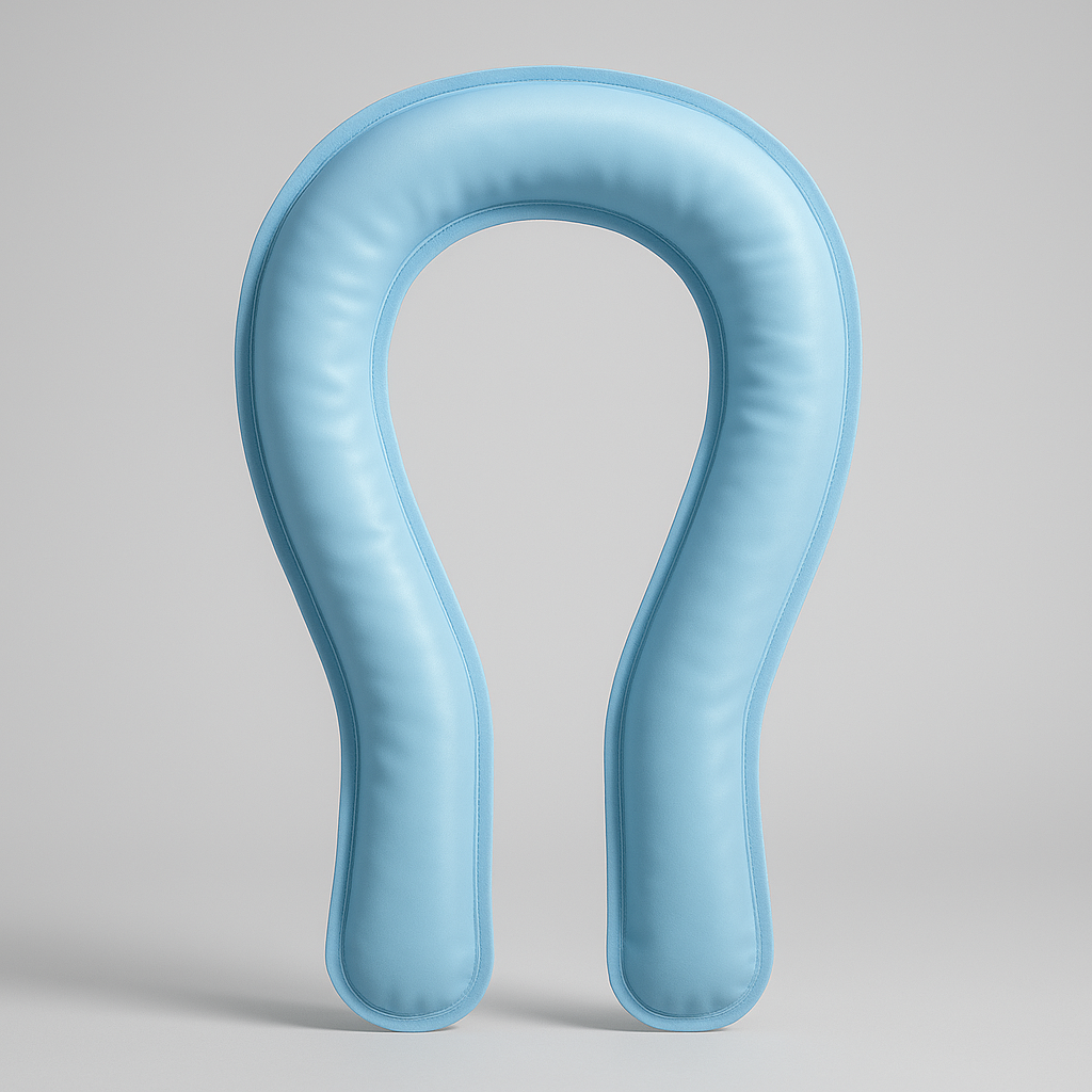Pale blue PCM cooling neck wrap product shot