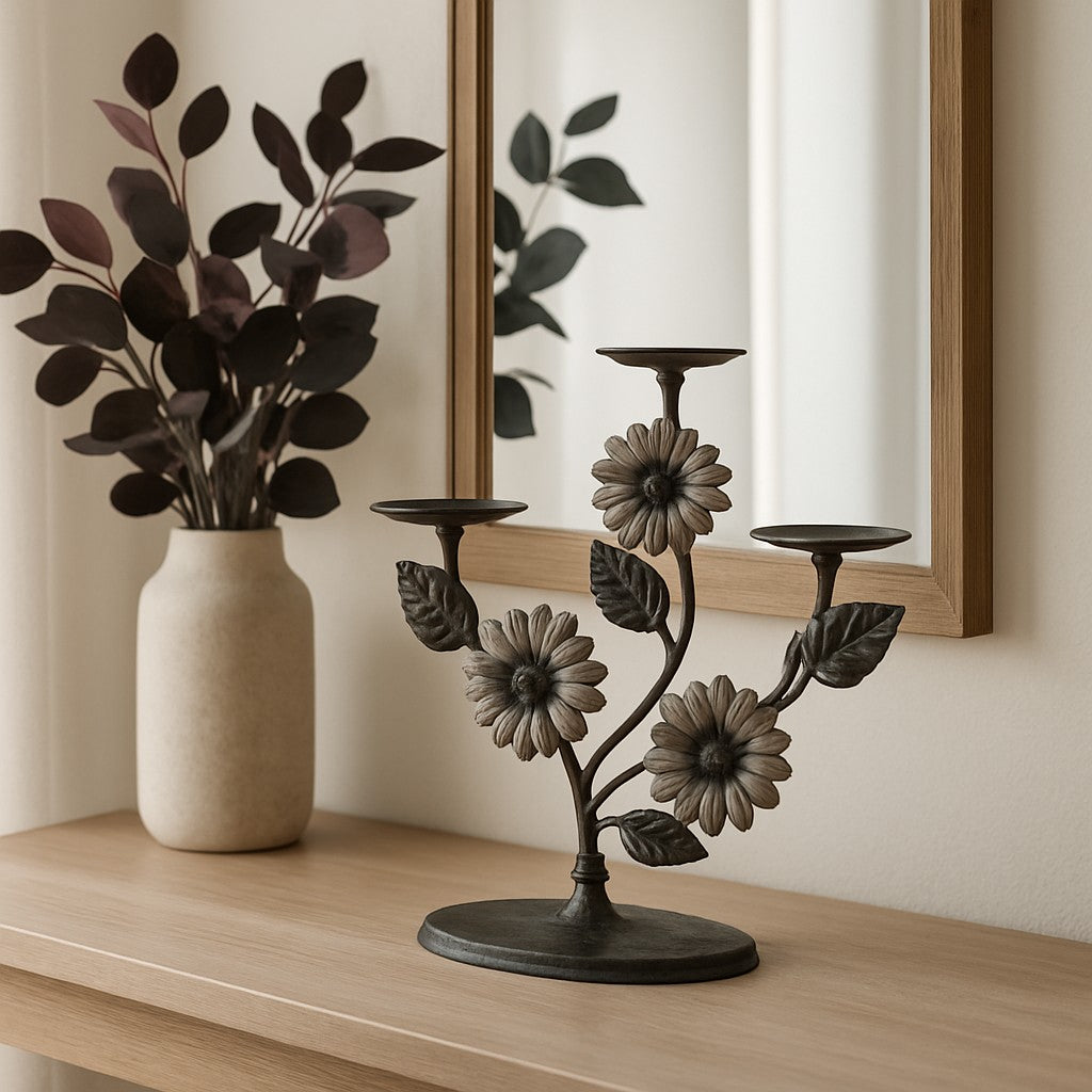 FORTABU Black Candelabra Candle Holders Votive Tabletop Set