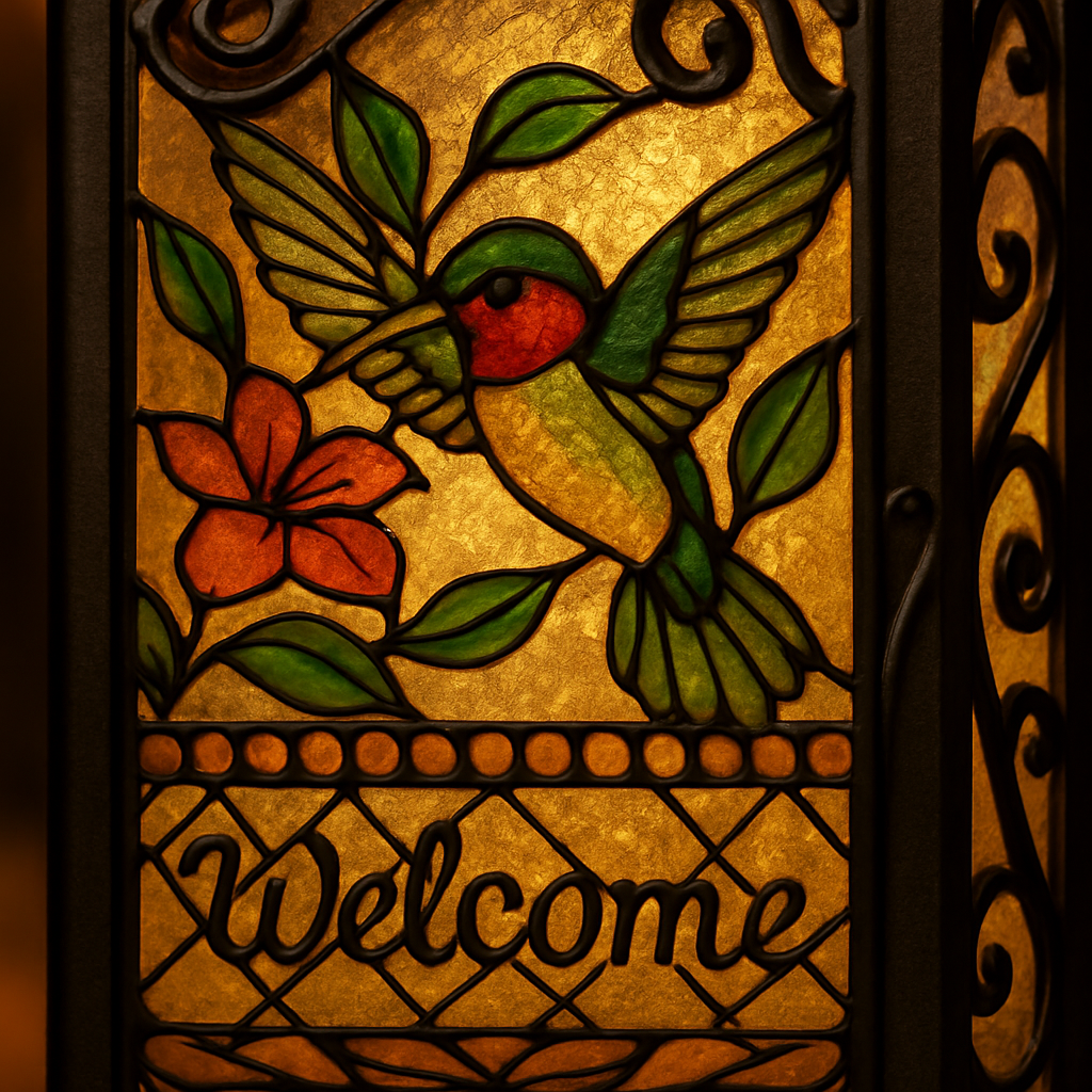 Hummingbird Solar Lantern Welcome Outdoor Hanging