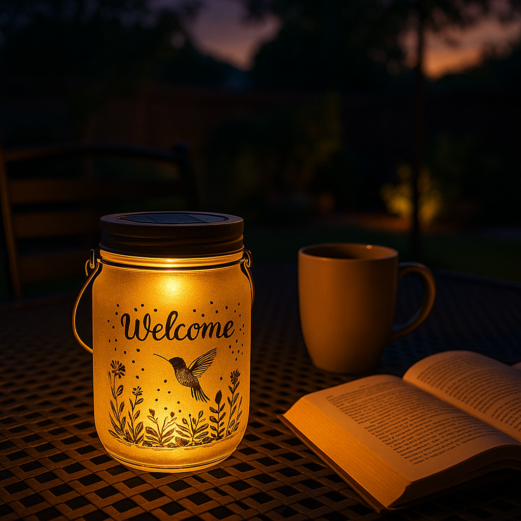 Hummingbird Solar Lantern Welcome Outdoor Hanging