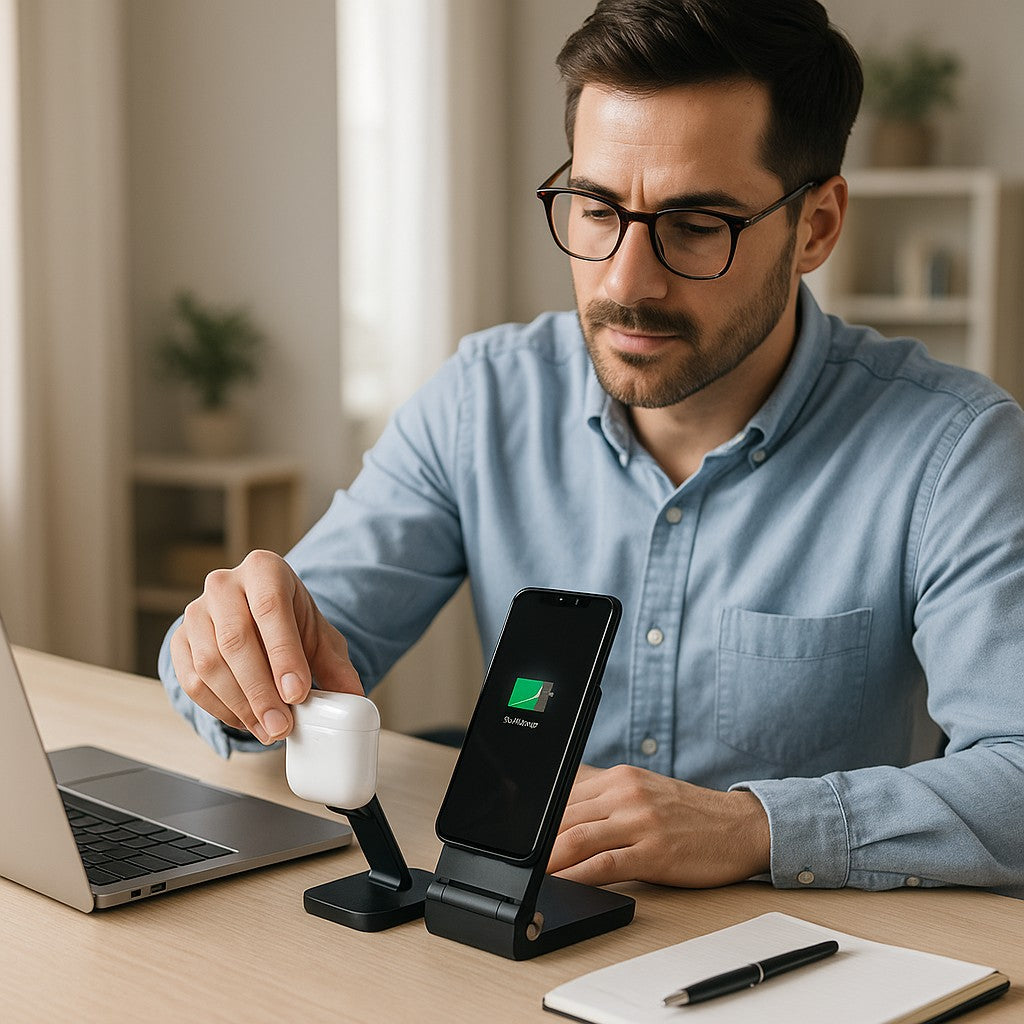 3-in-1 Wireless Charging Station Phone Watch Earbuds