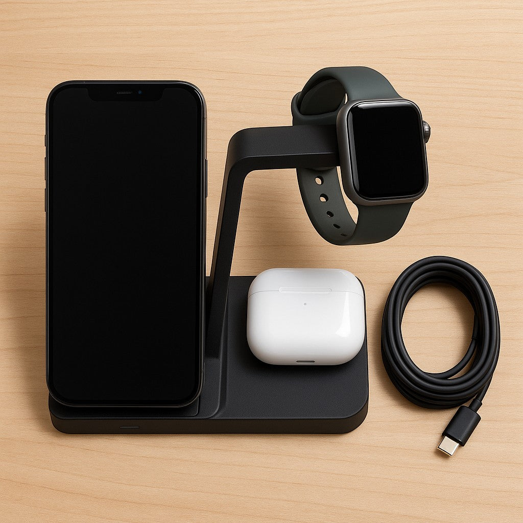 3-in-1 Wireless Charging Station Phone Watch Earbuds