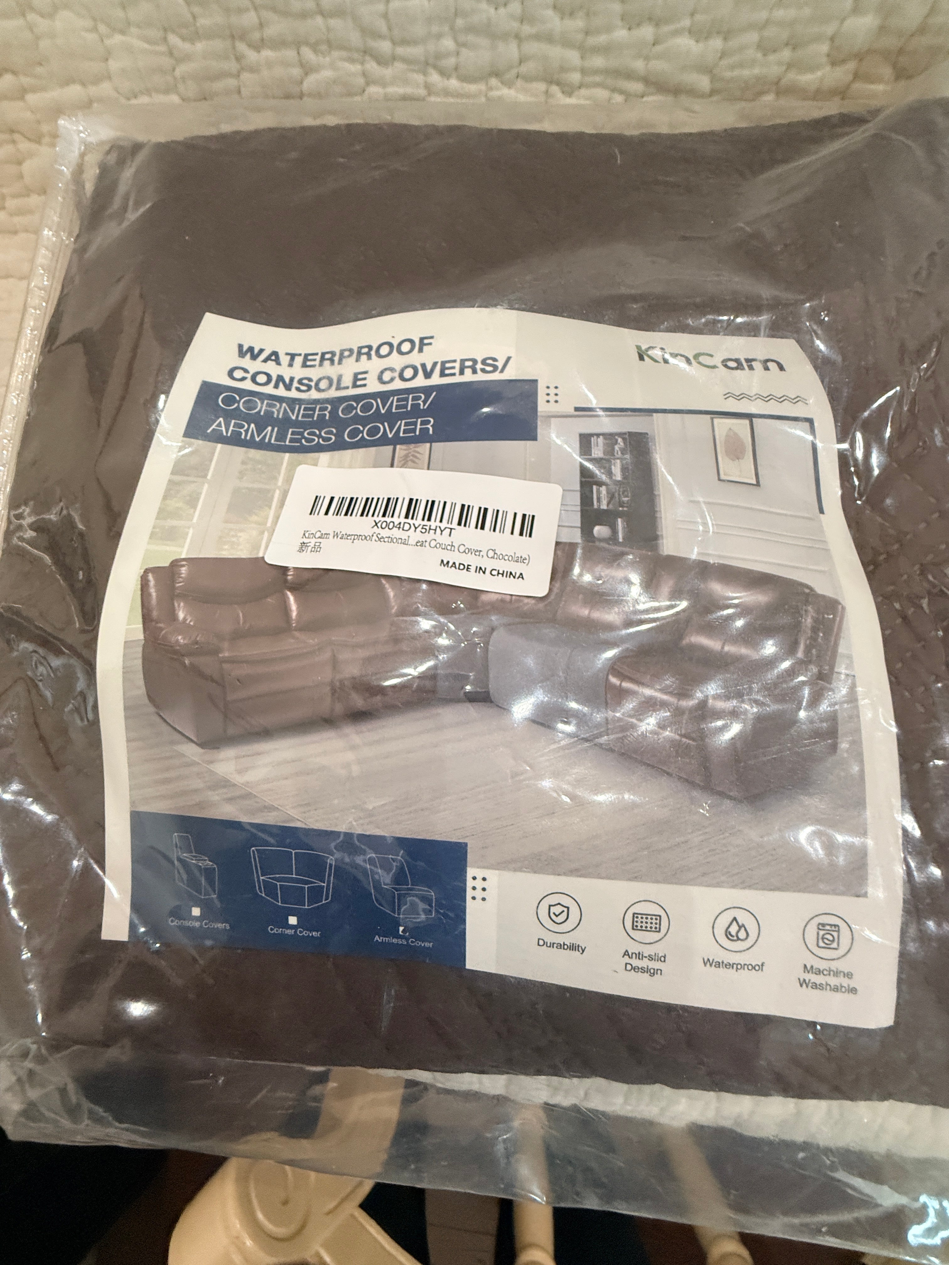 KINCAM Waterproof Sectional Couch Cover Chocolate
