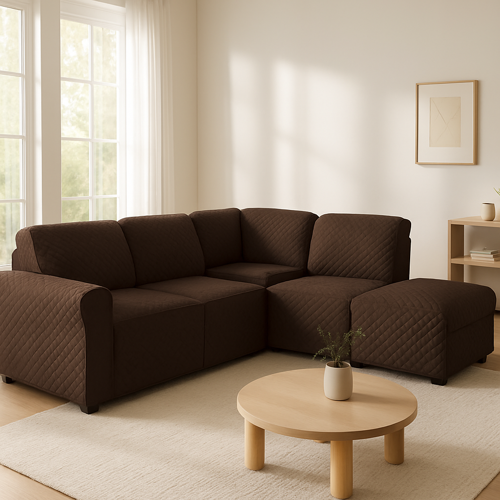 KINCAM Waterproof Sectional Couch Cover Chocolate