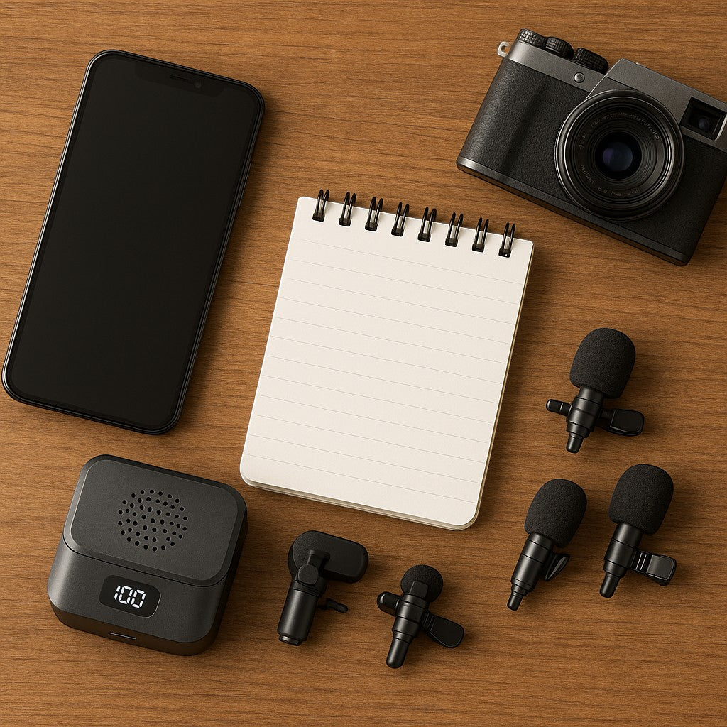 J6 Wireless Lavalier Microphone Dual Lav Mics Phone DSLR