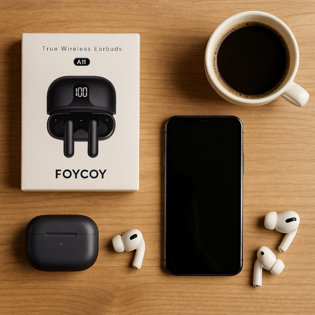FOYCOY A11 True Wireless Earbuds AirPods-Style Digital Display TWS