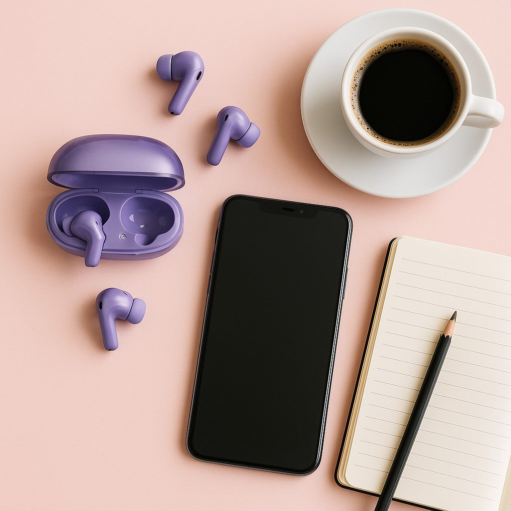 M88 TWS Earphone Translucent Purple True Wireless Earbuds Bluetooth