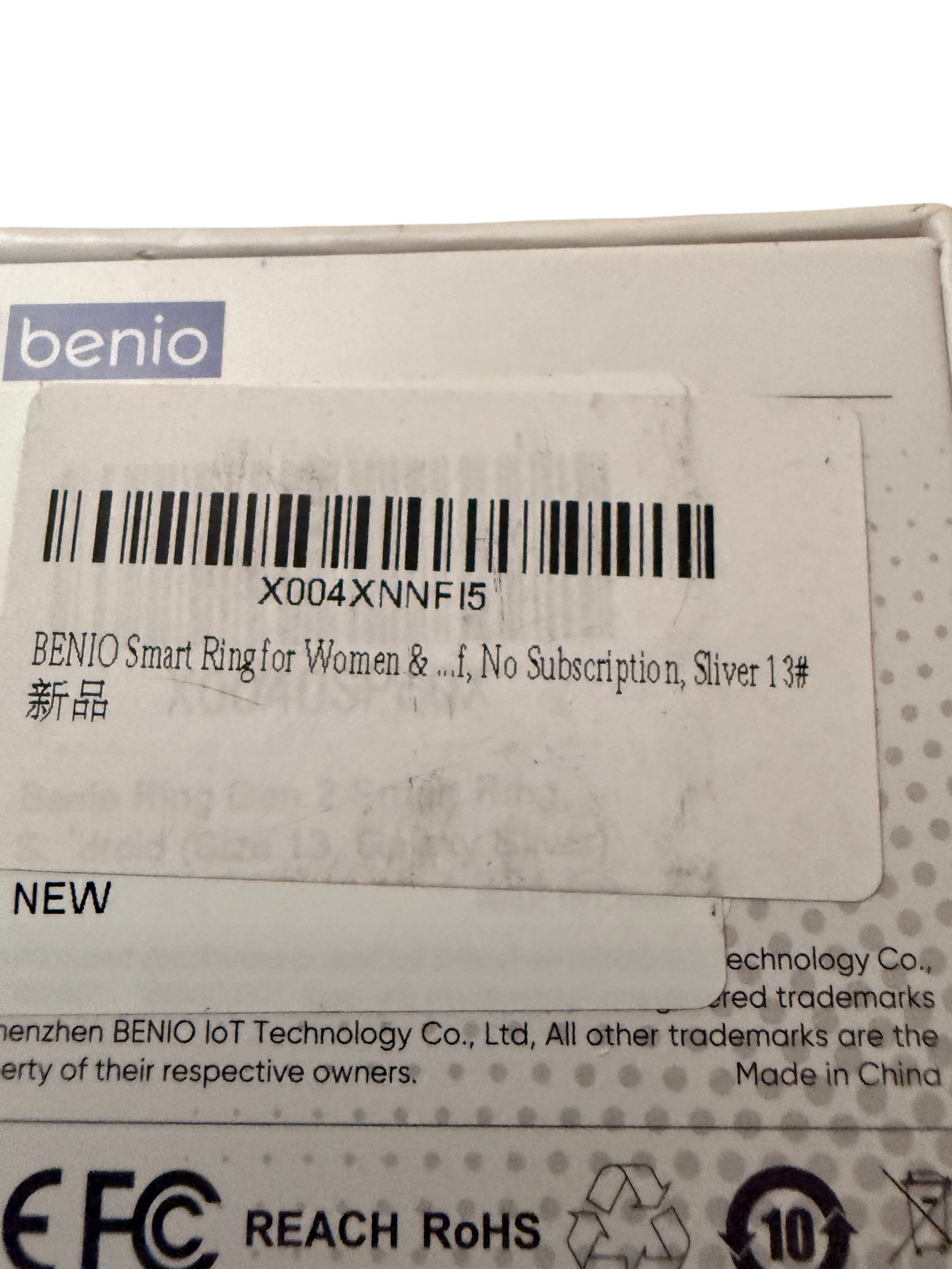 BENIO Smart Ring for Women Silver Size 13 No Subscription