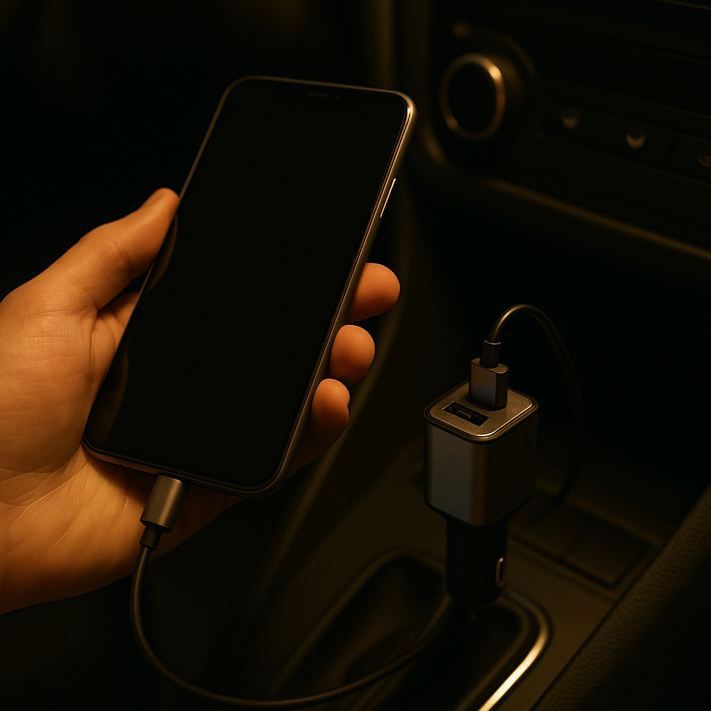 Super Fast Charge 4-in-1 Car Charger Built-In Lightning USB-C Cables 4 Ports