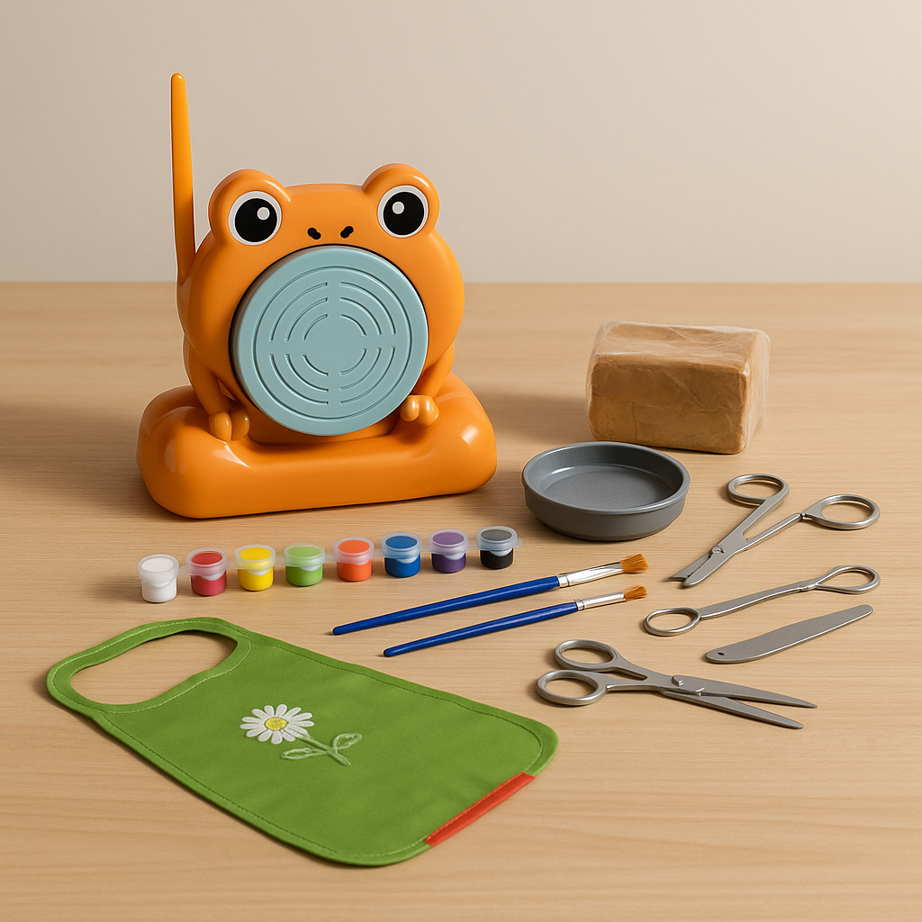 Detachable Pottery Wheel Kids Art Kit Frog Design Paint Clay Tools Age 6+