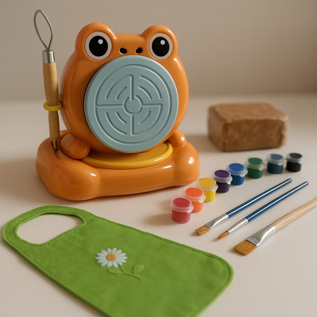 Detachable Pottery Wheel Kids Art Kit Frog Design Paint Clay Tools Age 6+
