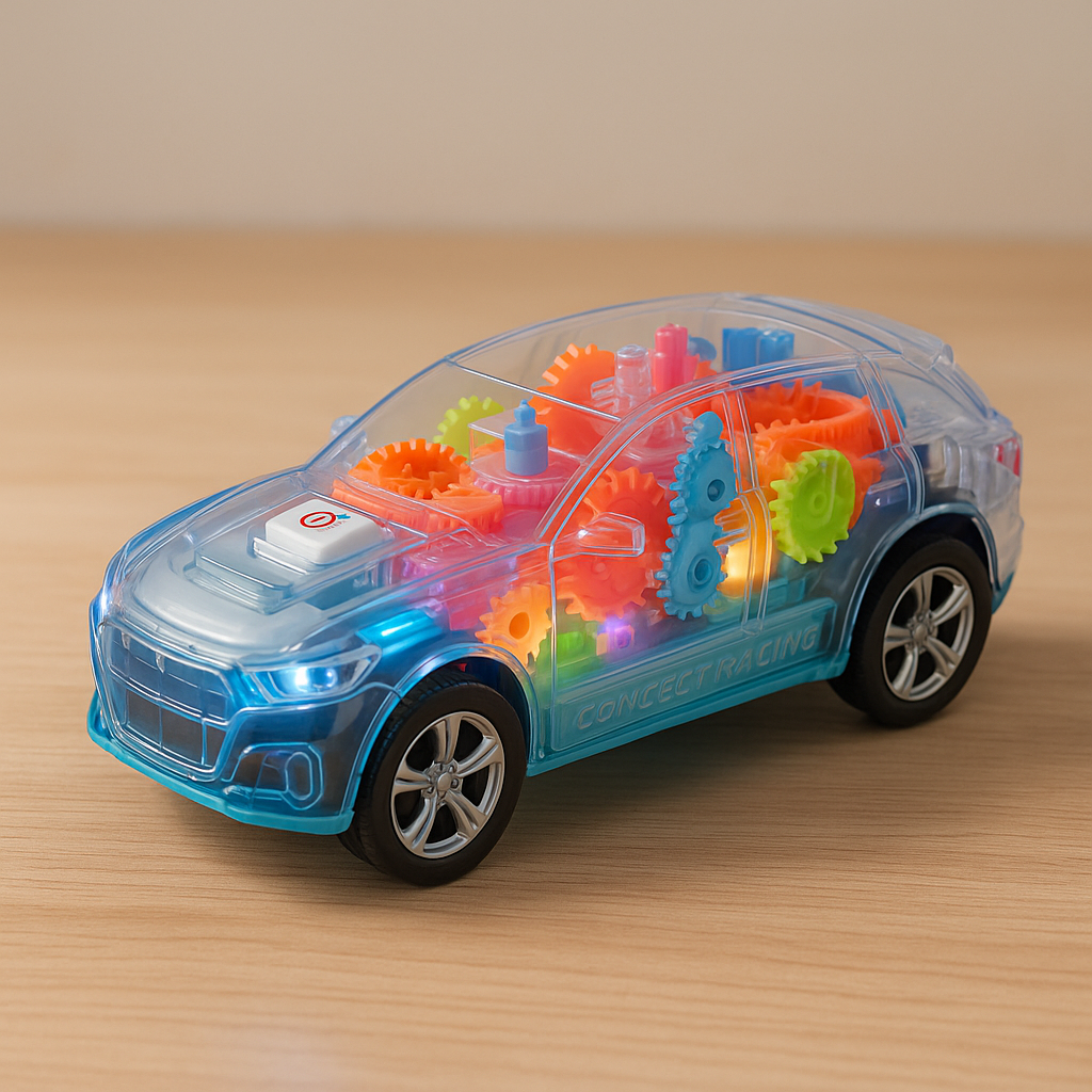 Concept Racing Educational Transparent Gear Car Kids STEM Light-Up Toy 3+