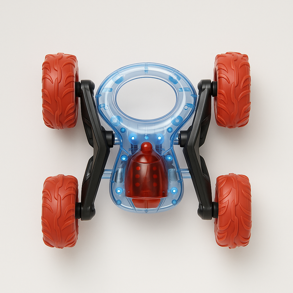 BOTTLEBOOM 360 RC Stunt Car Toddler Red Rumble Tires Lights Music Age 3+